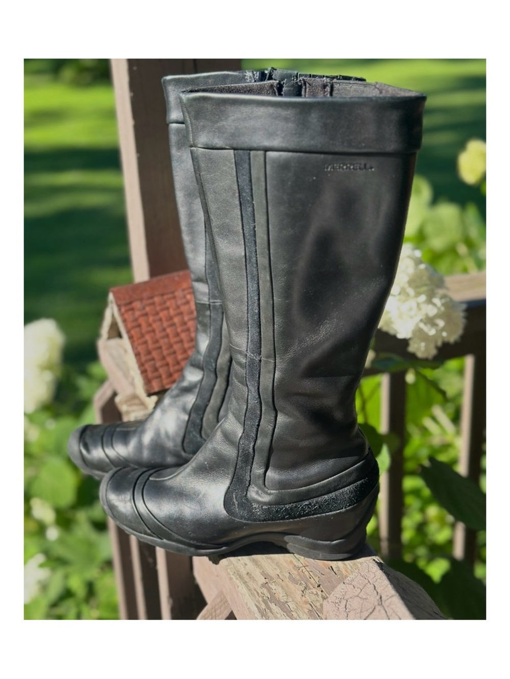 Merrell Women’s Eden Peak 2010 Black Leather Mid Calf Wedge Boot Size 8.5